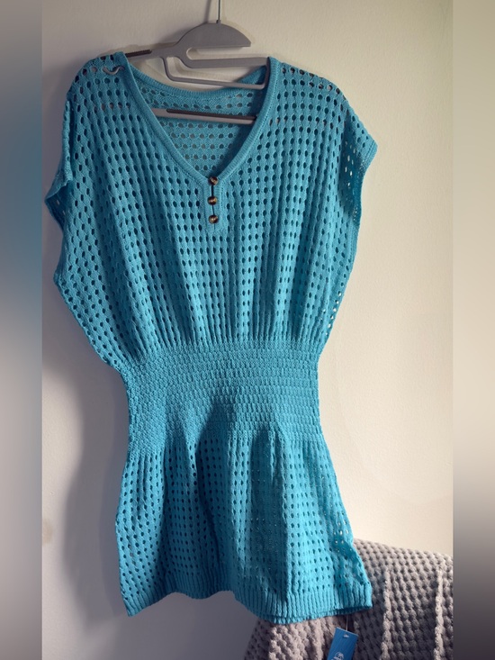 Cupshe Other - Cupshe Turquoise Blue Crochet Swim Coverup